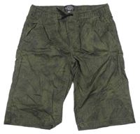 Khaki vzorované plátenné kraťasy C&A