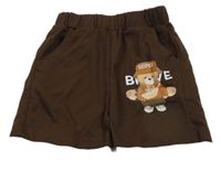 Kávové kraťasy s medvedíkom