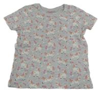 Sivé melírované tričko s jednorožcami Primark