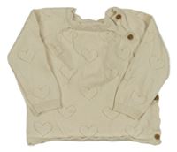 Smotanový sveter s dirkovaným vzorom Tu