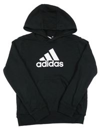 Černá mikina s logem a kapucí Adidas