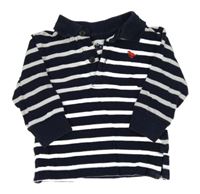 Tmavomodro-bíllé pruhované polo tričko Next