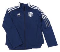 Tmavomodrá propínací funkční fotbalová mikina Adidas