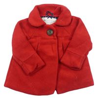 Červený fleecový podšitý kabát Mothercare