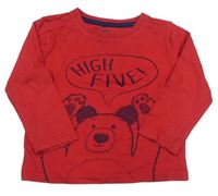 Červené tričko s medvedíkom a nápismi Rebel