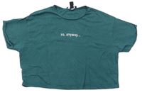 Smaragdové crop tričko s nápisom New Look