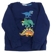Tmavomodrá mikina s dinosaurami H&M