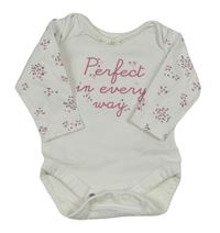 Bílé body s nápisy a kytičkami Mothercare