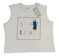 Biely crop top s nápisom PRIMARK