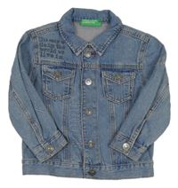 Svetlomodrá rifľová bunda s nápismi Benetton