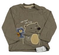 Nové - hnědošedé melírované triko s medvídky Nutmeg