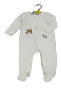 Nový - bílý žebrovaný sametový overal s medvídkem St. Bernard