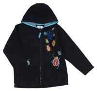 Tmavomodrá fleecová propínací mikina s brouky a kapucí GR8 KIDS