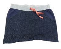 Tmavomodro-strieborná chino tepláková sukňa so sieťovinou a pruhmi Quapi