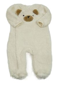 Smotanová huňatá kombinéza s medvedíkom pure baby