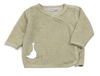 Béžová rebrovaná zamatová zavinovací prepínaci mikina s husičkou Ergee