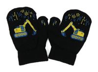 Černé palcové rukavice s buldozerem