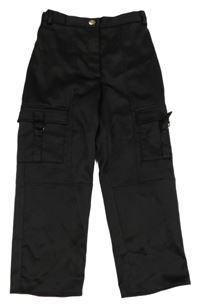 Černé cargo saténové kalhoty RIVER ISLAND