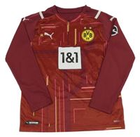 Vínový vzorovaný funkční fotbalový dres BVB a číslem PUMA