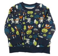 Tmavomodrá mikina so zvieratkami a stromčekmi  a muchomůrkami Liegelind