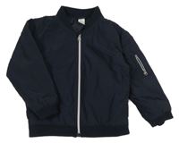 Tmavomodrý šusťákový jarní zateplený bomber H&M