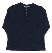 Tmavomodré melírované triko MANGO