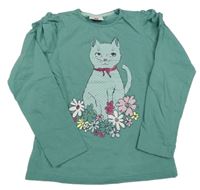 Olivové tričko s mačičkou Topolino