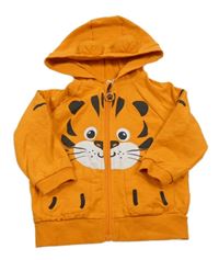 Oranžová propínací mikina s tygrem a kapucí s oušky coccodrillo