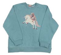 Šedomodrá mikina s jednorožcom lupilu