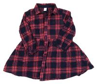 Tmavomodro-červeno-ružovo-strieborné kockované prepínaci šaty dopodopo