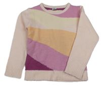 Světlerůžovo/oranžovo-smetanovo-ružovo-slivkový sveter Kiki&Koko