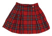 Červeno-tmavomodro-bielo-zlatá kockovaná sukňa s gombíkmi PRIMARK