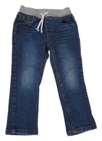 Tmavomodré skinny rifle so sivým úpletovým pasom Cat&Jack