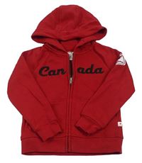Červená prepínaci mikina s nápisom a kapucňou zn. Canadiana