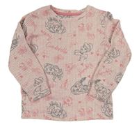 Růžové melírované žebrované úpletové triko s Disney princeznami Mothercare