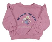 Ružová mikina s kvetmi a volánikmi M&S