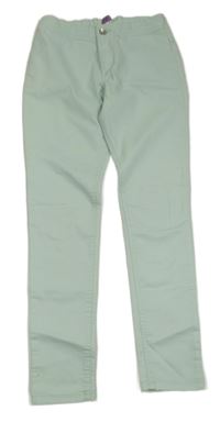 Mátové plátenné skinny nohavice F&F