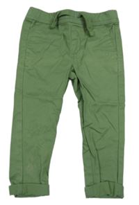 Zelené plátenné chino nohavice Dunnes