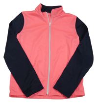 Neonově růžovo-tmavomodrá sportovní propínací funkční mikina Decathlon