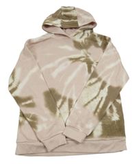 Nové - Pudrovo-hnědo-smetanová batikovaná mikina s kapucí Primark