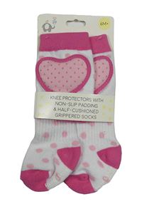 Nové - Bílé puntíkaté podkolenky s chrániči kolen