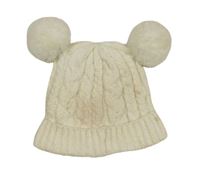 Smetanová pletená čepice s bambulemi Tu