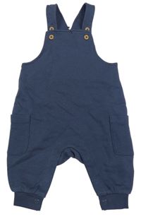 Tmavomodré laclové tepláky s žebrovanými kapsami M&S