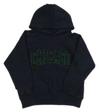 Tmavomodrá prešívaná mikina s nápisom a kapucňou Primark