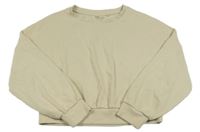 Béžová rebrovaná crop mikina Next