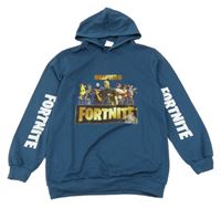 Petrolejová lehká mikina s Fornite a kapucí