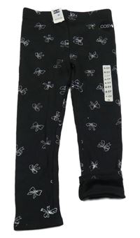 Nové - Černé zateplené legíny s mašlemi Dunnes