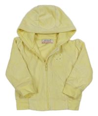 Žltá zamatová prepínaci mikina s kvetinou s kamienkami a kapucňou Early Days