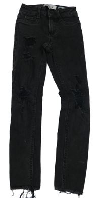 Černé highwaist super skinny rifle s prošoupáním New Look