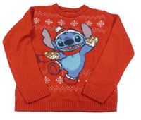 Červený sveter so Stitchem s flitrami Disney